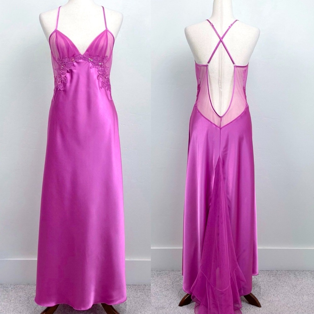 Vintage open back slip dress M